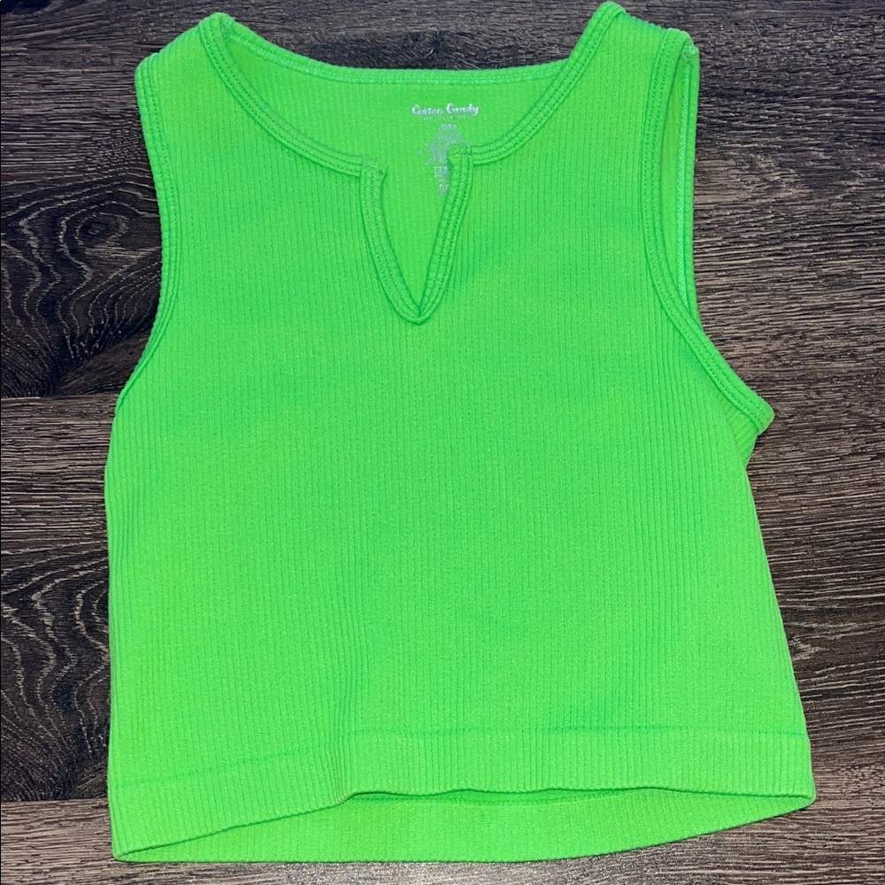 Cotton Candy Bright Green Kids Tank Top